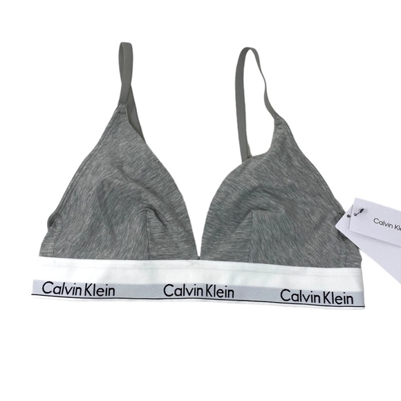 Calvin Klein Modern Cotton Unlined Triangle Bralette Gray Underwear QF1061-020 - Picture 5 of 6